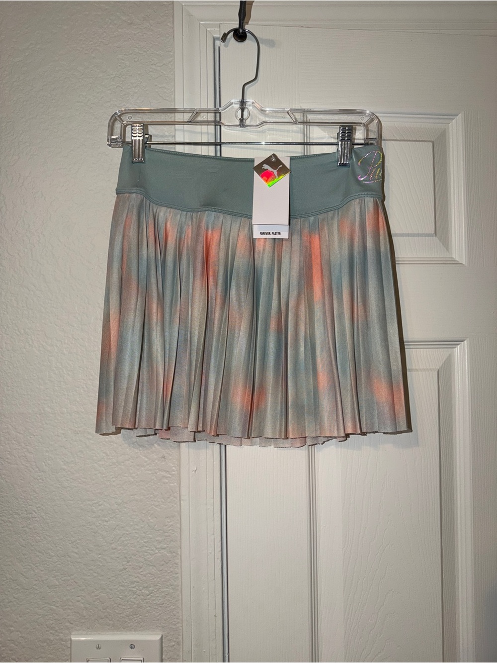 Puma Girls Pleated Tie-Dye Mini Skort - Blue/Green & Orange